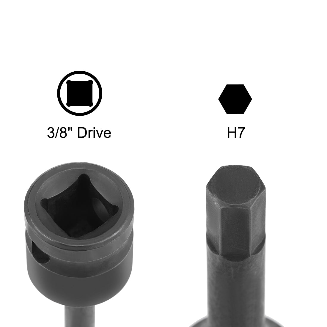 uxcell Uxcell Impact Hex Bit Socket, Metric, Cr-Mo Steel