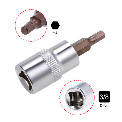 Harfington Uxcell 3/8" Drive x 4mm Hex Bit Socket, Standard Metric, S2 & Cr-V Steel