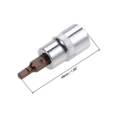 Harfington Uxcell 2 Pcs 3/8" Drive x 4mm Hex Bit Socket, Standard Metric, S2 & Cr-V Steel