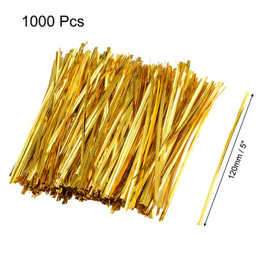 Harfington Uxcell Long Strong Twist Ties 4.7 Inches Quality Plastic Closure Tie for Tying Gift Bags Art Craft Ties Manage Cords Golden 1000pcs