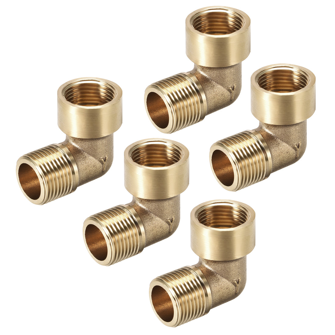 uxcell Uxcell Brass Pipe Fitting 90 Degree Elbow 3/8 BSP Male x 3/8 BSP Female 5pcs