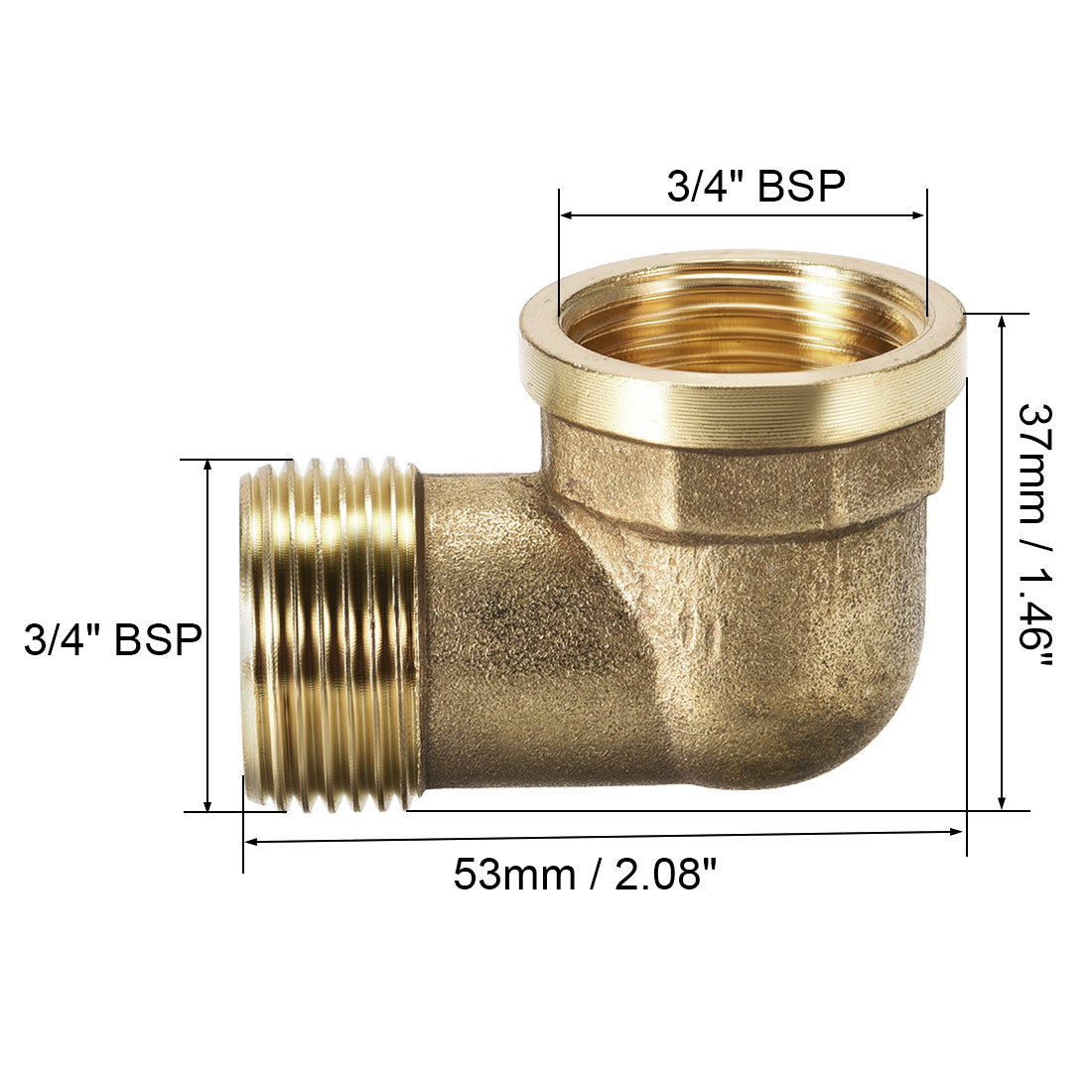 uxcell Uxcell Brass Pipe Fitting 90 Degree Elbow 3/4 BSP Male x 3/4 BSP Female