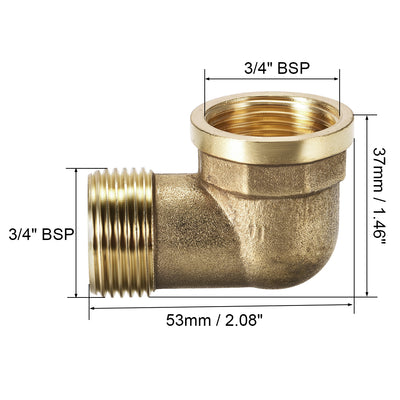 Harfington Uxcell Brass Pipe Fitting 90 Degree Elbow 3/4 BSP Male x 3/4 BSP Female