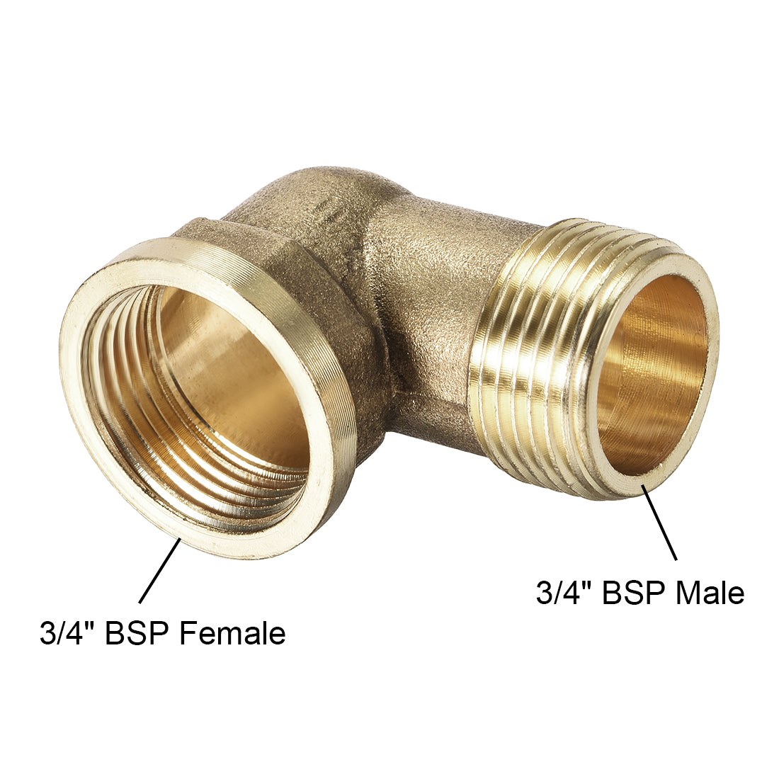 uxcell Uxcell Brass Pipe Fitting 90 Degree Elbow 3/4 BSP Male x 3/4 BSP Female