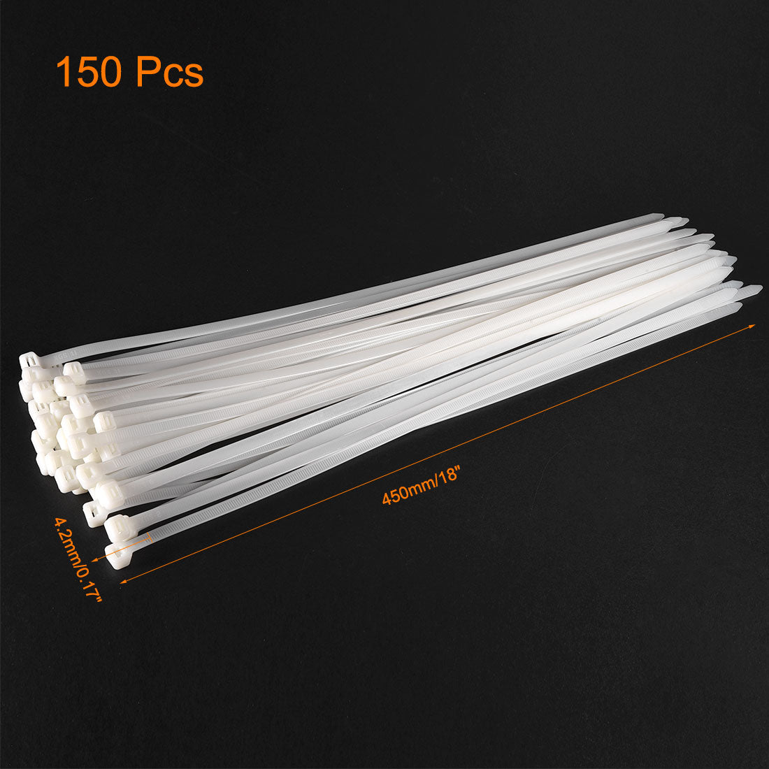 uxcell Uxcell Cable Zip Ties 450mmx4.2mm Self-Locking Nylon Tie Wraps White 150pcs