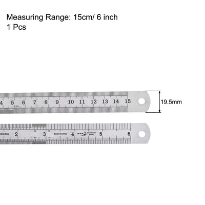 Harfington Uxcell Straight Ruler 15cm 6 Inch Meric Stainless Steel Measuring Tool with Hanging Hole