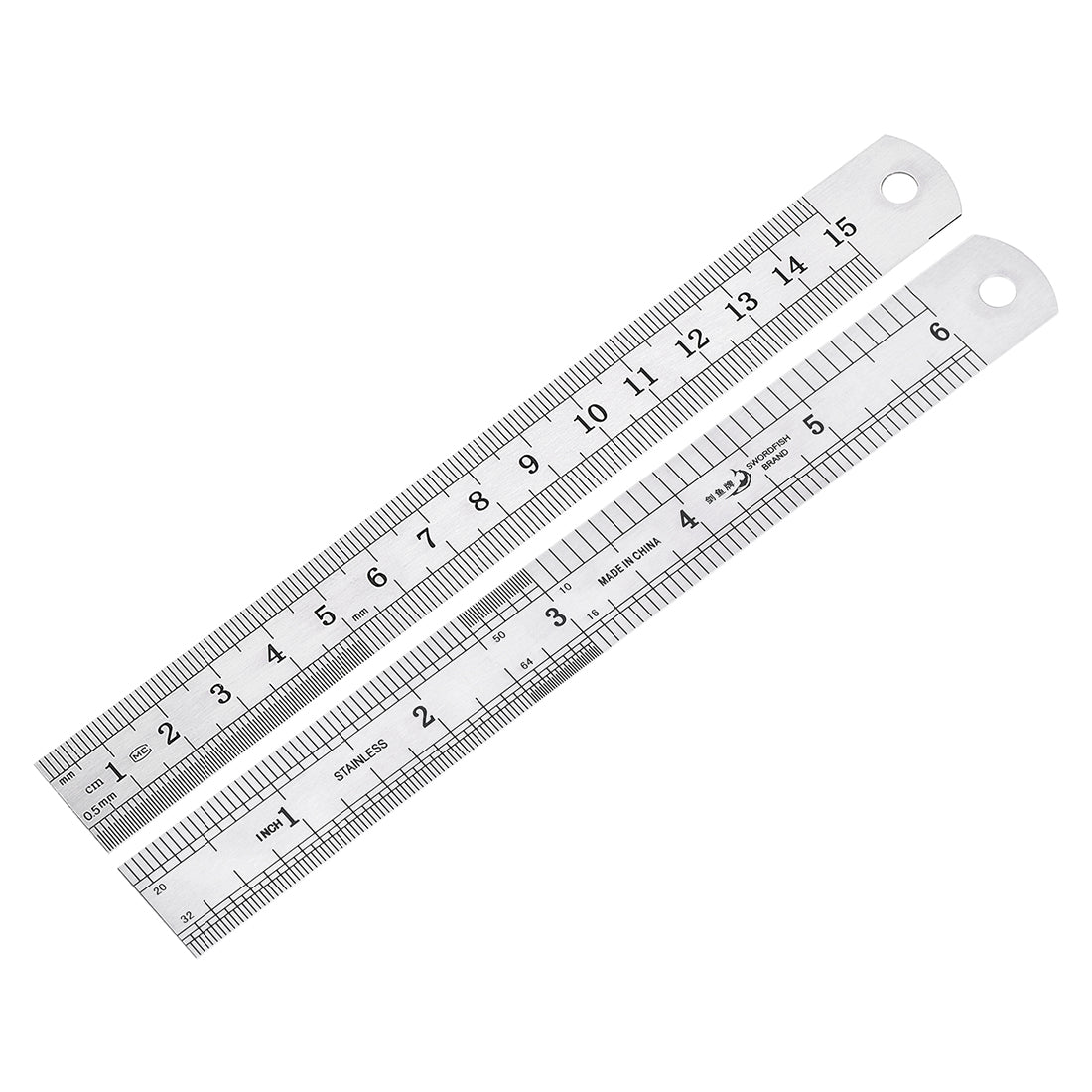 uxcell Uxcell Straight Ruler 15cm 6 Inch Meric Stainless Steel Measuring Tool with Hanging Hole