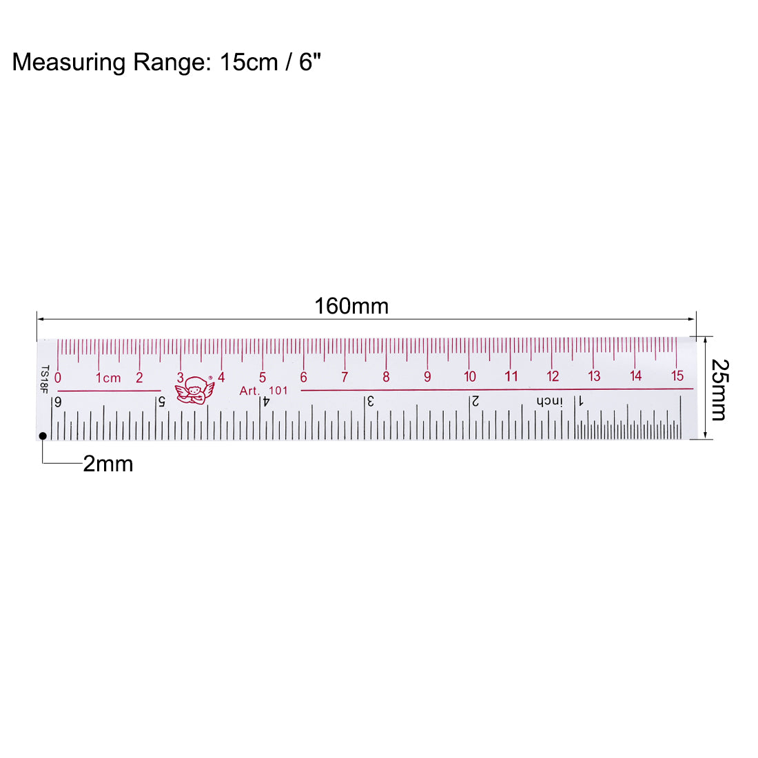 uxcell Uxcell Straight Ruler 15cm 6 Inch Metric Double Scale Plastic Measuring Tool Clear 20pcs