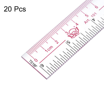 Harfington Uxcell Straight Ruler 15cm 6 Inch Metric Double Scale Plastic Measuring Tool Clear 20pcs