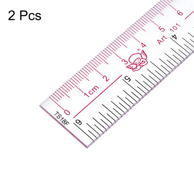 Harfington Uxcell Straight Ruler 15cm 6 Inch Metric Double Scale Plastic Measuring Tool Clear 2pcs