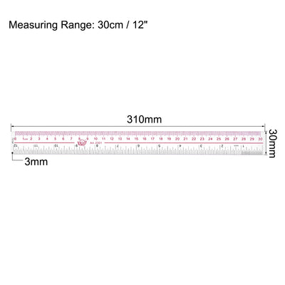 Harfington Uxcell Straight Ruler 30cm 12 Inch Metric Double Scale Plastic Measuring Tool Clear 2pcs