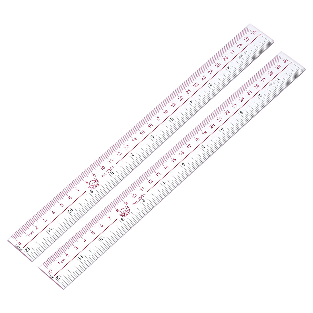 uxcell Uxcell Straight Ruler 30cm 12 Inch Metric Double Scale Plastic Measuring Tool Clear 2pcs