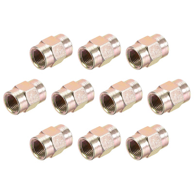 uxcell Uxcell Pipe Fitting Connector Straight Hex Nipple Coupling 1/8 PT Female Thread Hydraulic Adapter 10pcs