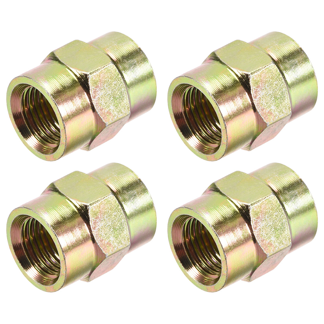 uxcell Uxcell Pipe Fitting Connector Straight Hex Nipple Coupling 1/4 PT Female Thread Hydraulic Adapter 4pcs