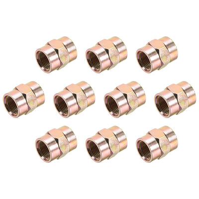 uxcell Uxcell Pipe Fitting Connector Straight Hex Nipple Coupling 3/8 PT Female Thread Hydraulic Adapter 10pcs