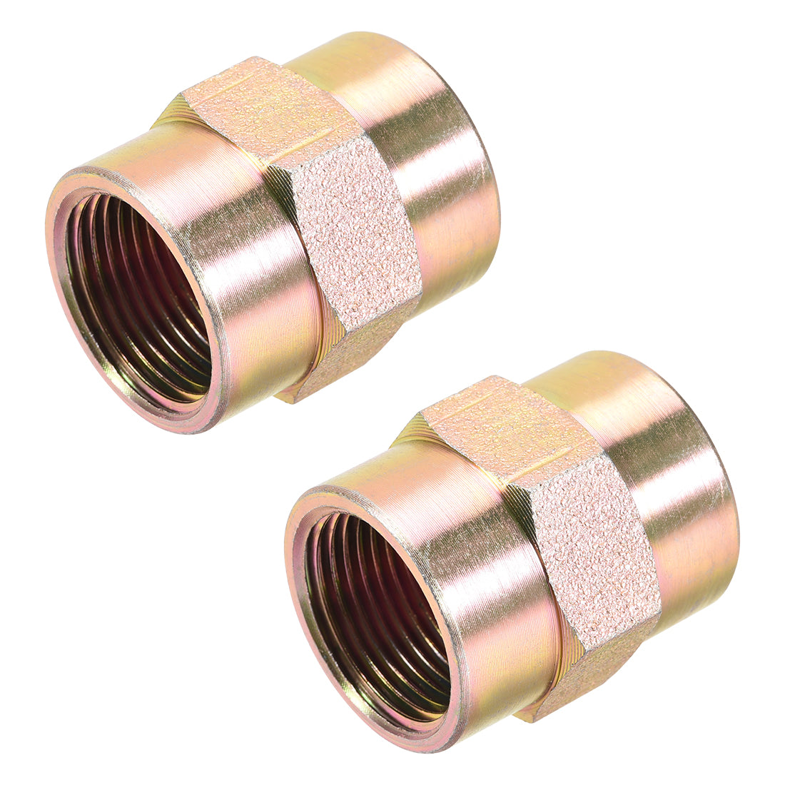 uxcell Uxcell Pipe Fitting Connector Straight Hex Nipple Coupling 3/4 PT Female Thread Hydraulic Adapter 2pcs