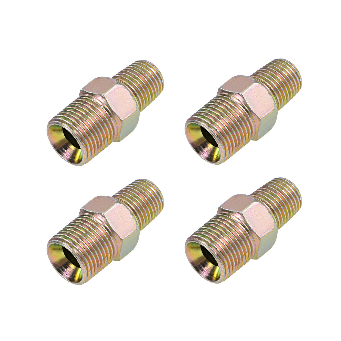 uxcell Uxcell Reducing Pipe Fitting Reducer Hex Nipple BSP Male Connector 4Pcs