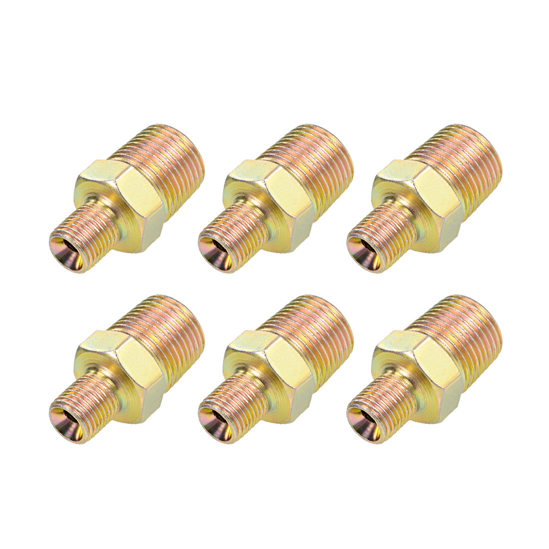 Uxcell Uxcell Reducing Pipe Fitting - Reducer Hex Nipple - 1/2 X 3/4 BSP Male Connector Zinc Finish Plating 6Pcs