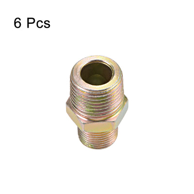 Harfington Uxcell Reducing Pipe Fitting - Reducer Hex Nipple - 1/2 X 3/4 BSP Male Connector Zinc Finish Plating 6Pcs