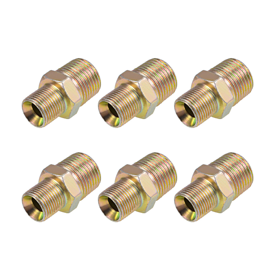 Uxcell Uxcell Reducing Pipe Fitting - Reducer Hex Nipple - 1/2 X 3/4 BSP Male Connector Zinc Finish Plating 6Pcs