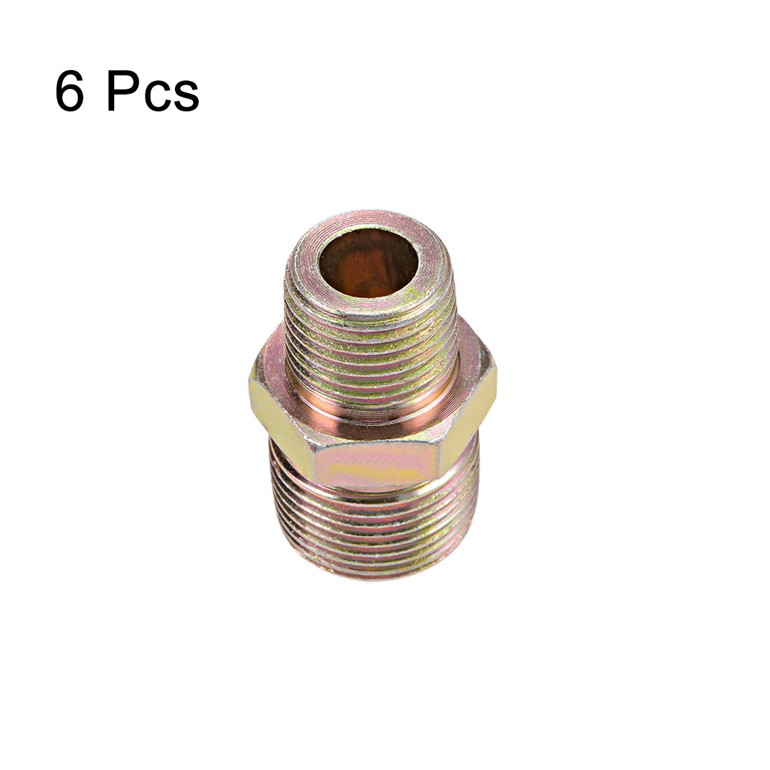 Uxcell Uxcell Reducing Pipe Fitting - Reducer Hex Nipple - 1/2 X 3/4 BSP Male Connector Zinc Finish Plating 6Pcs