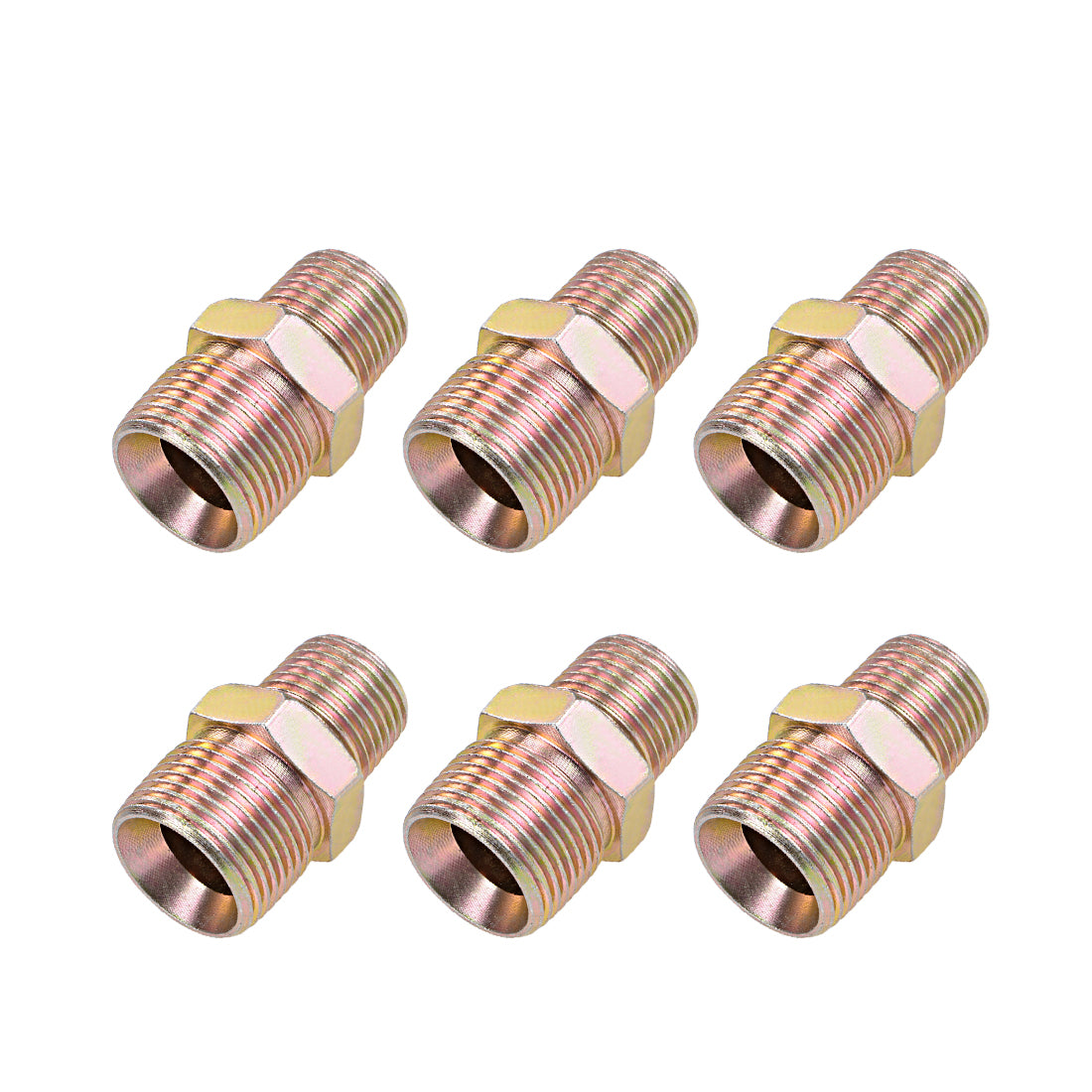 Uxcell Uxcell Reducing Pipe Fitting - Reducer Hex Nipple - 1/2 X 3/4 BSP Male Connector Zinc Finish Plating 6Pcs