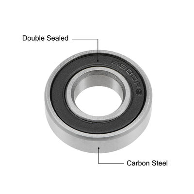 Harfington Uxcell Deep Groove Ball Bearings Metric Double Sealed High Carbon Steel Z2 Level