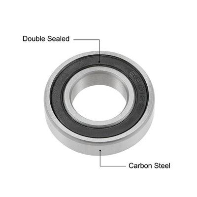 Harfington Uxcell Deep Groove Ball Bearing Metric Double Seal High Carbon Steel Z2