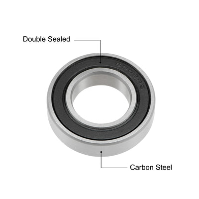 Harfington Uxcell Deep Groove Ball Bearing Metric Double Sealed High Carbon Steel Z2