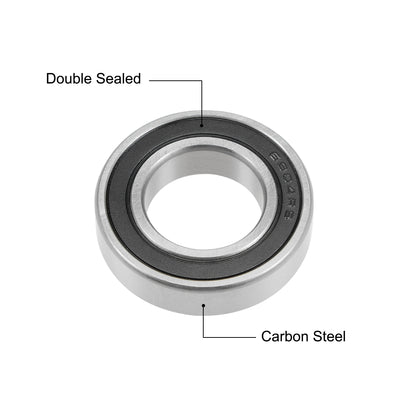 Harfington Uxcell Deep Groove Ball Bearing Metric Double Sealed High Carbon Steel Z2