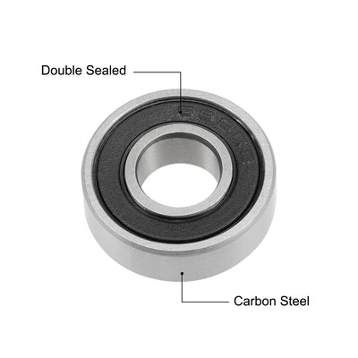 Harfington Uxcell Deep Groove Ball Bearings Metric Double Sealed High Carbon Steel Z2 Level