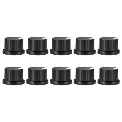 Harfington Uxcell 10Pcs Speaker Effect Pedal Amplifier Black Potentiometer Knob Yellow Mark 24mm Dia 15mm Height