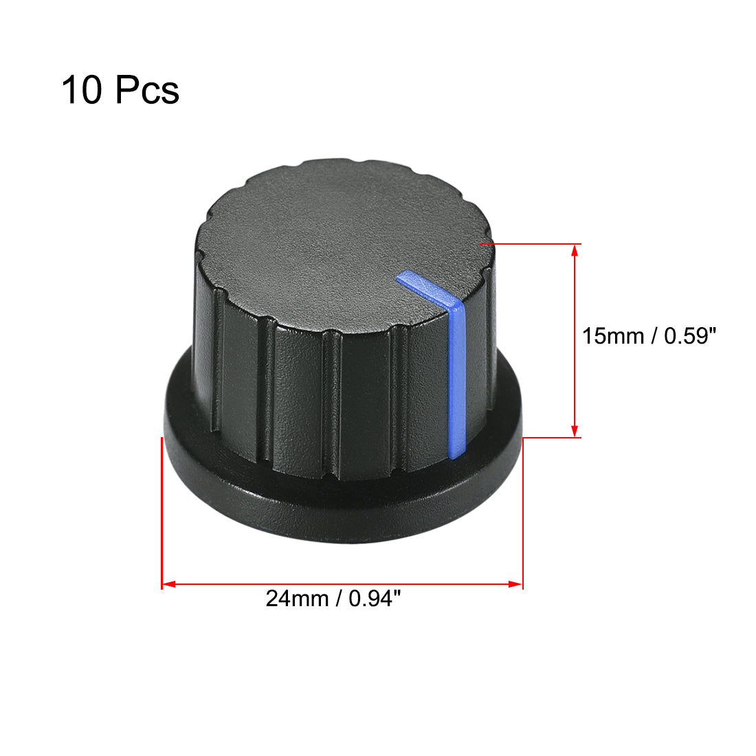 Uxcell Uxcell 10Pcs Speaker Effect Pedal Amplifier Black Potentiometer Knob Yellow Mark 24mm Dia 15mm Height