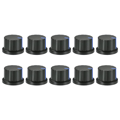 Harfington Uxcell 10Pcs Speaker Effect Pedal Amplifier Black Potentiometer Knob Yellow Mark 24mm Dia 15mm Height