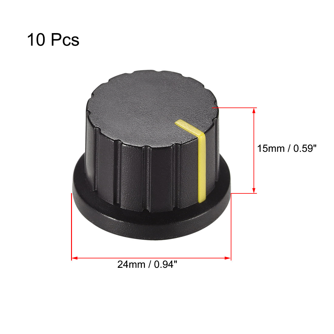 Uxcell Uxcell 10Pcs Speaker Effect Pedal Amplifier Black Potentiometer Knob Yellow Mark 24mm Dia 15mm Height