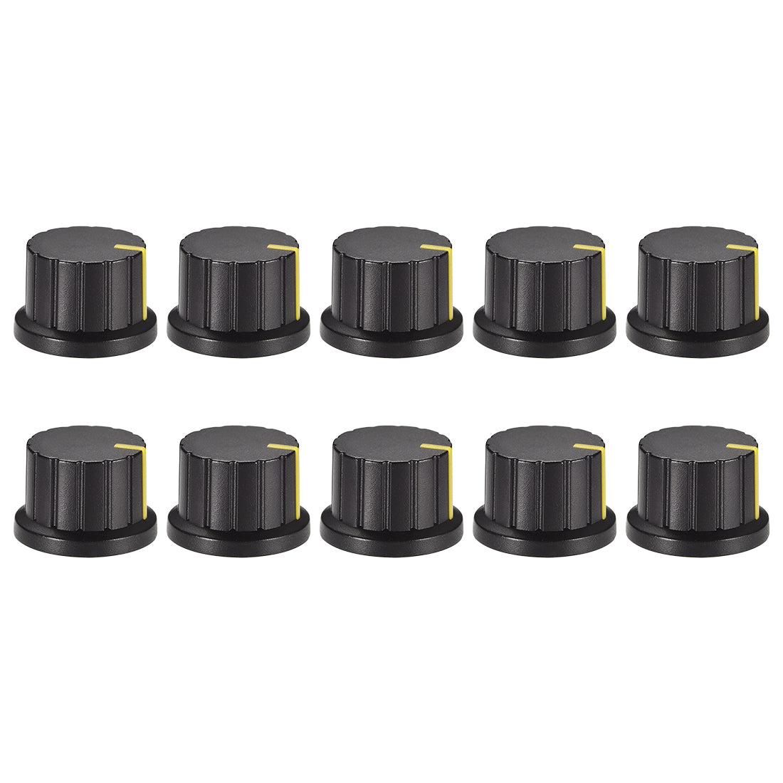 Uxcell Uxcell 10Pcs Speaker Effect Pedal Amplifier Black Potentiometer Knob Yellow Mark 24mm Dia 15mm Height