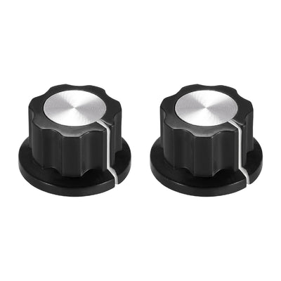Harfington Uxcell 2pcs 6.4mm Shaft Hole Potentiometer Volume Control Rotary Knobs Effect Pedal Knobs Black
