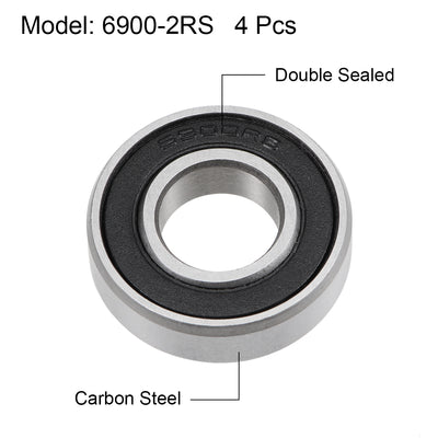 Harfington Uxcell Deep Groove Ball Bearings Metric Double Seal High Carbon Steel Z2