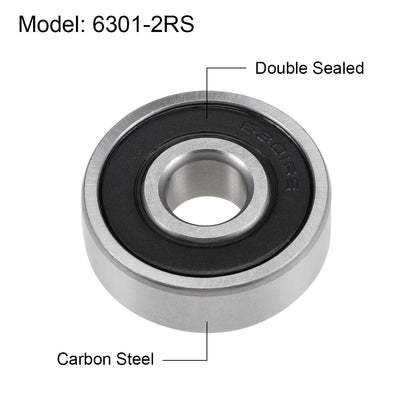 Harfington Uxcell Deep Groove Ball Bearing Metric Double Sealed High Carbon Steel Z2