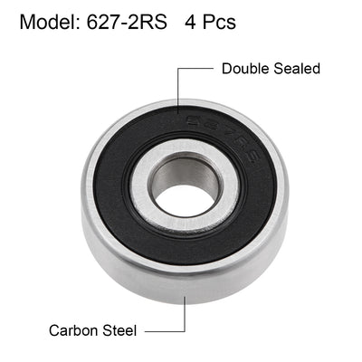 Harfington Uxcell Deep Groove Ball Bearing Metric Double Sealed High Carbon Steel Z2