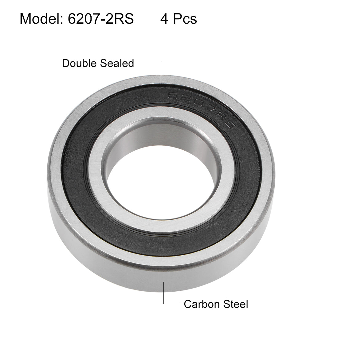 uxcell Uxcell Deep Groove Ball Bearing Metric Double Sealed High Carbon Steel Z2