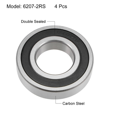 Harfington Uxcell Deep Groove Ball Bearing Metric Double Sealed High Carbon Steel Z2