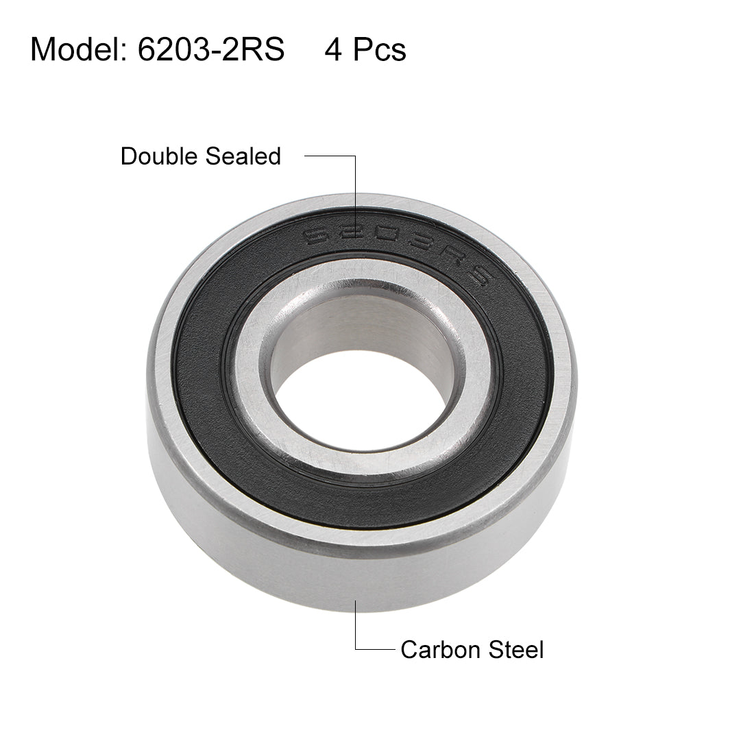 uxcell Uxcell Deep Groove Ball Bearing Metric Double Sealed High Carbon Steel Z2