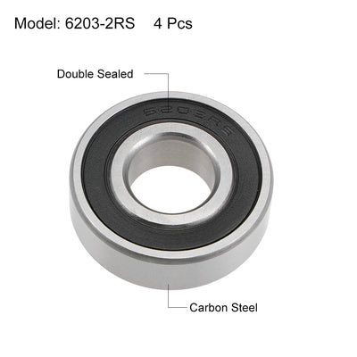 Harfington Uxcell Deep Groove Ball Bearing Metric Double Sealed High Carbon Steel Z2