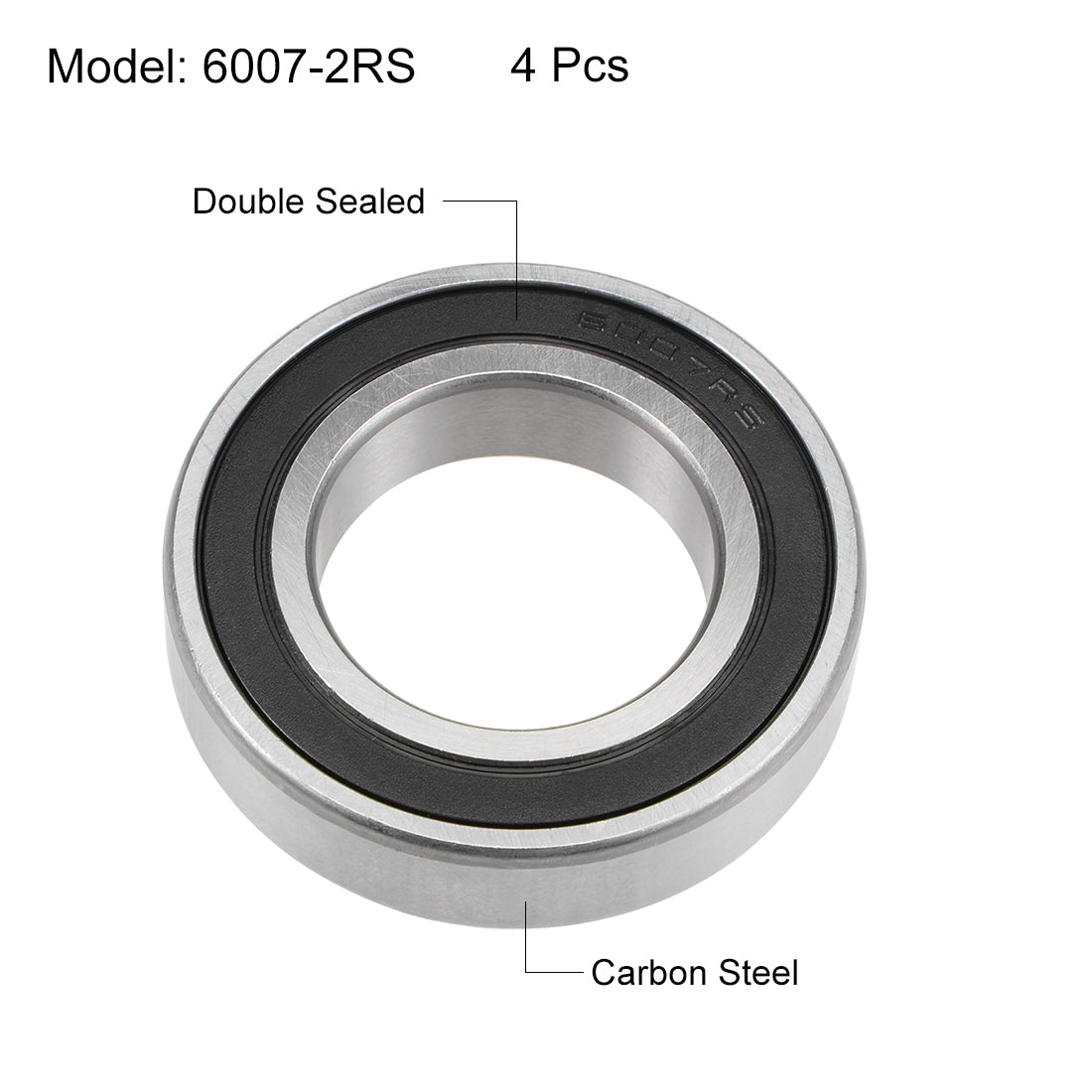 uxcell Uxcell Deep Groove Ball Bearing Metric Double Sealed High Carbon Steel Z2