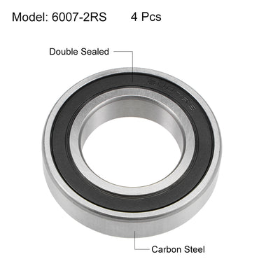 Harfington Uxcell Deep Groove Ball Bearing Metric Double Sealed High Carbon Steel Z2