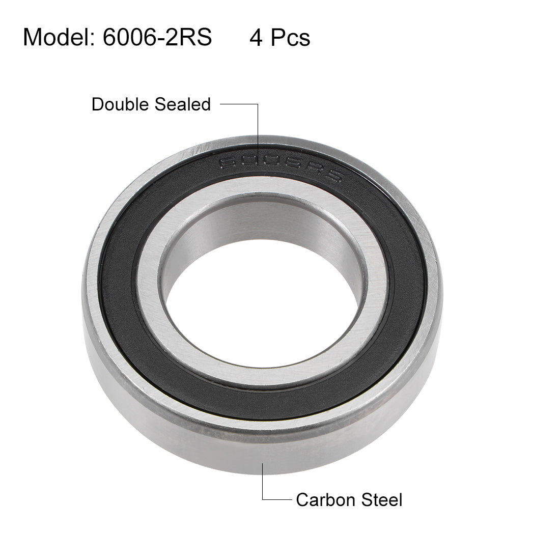 uxcell Uxcell Deep Groove Ball Bearing Metric Double Sealed High Carbon Steel Z2