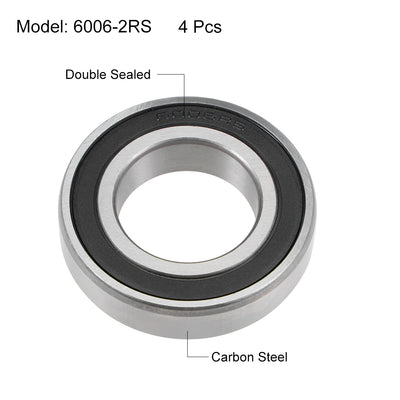 Harfington Uxcell Deep Groove Ball Bearing Metric Double Sealed High Carbon Steel Z2