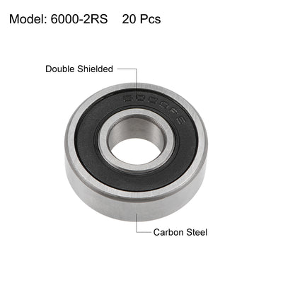 Harfington Uxcell Deep Groove Ball Bearing Metric Double Seal High Carbon Steel Z2