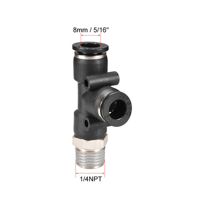 Harfington Plastic Tee Push to Connect Tube Fittings Male Thread Push Lock